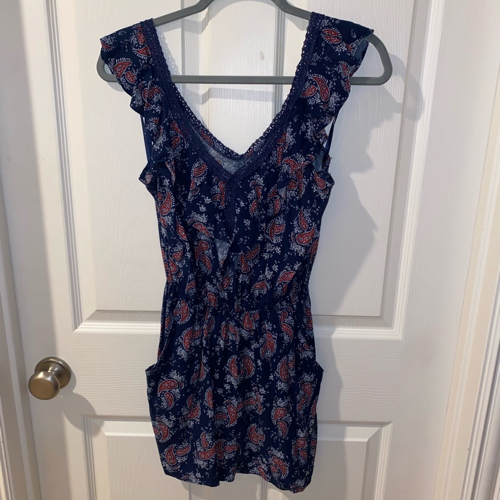 Navy and Red Romper